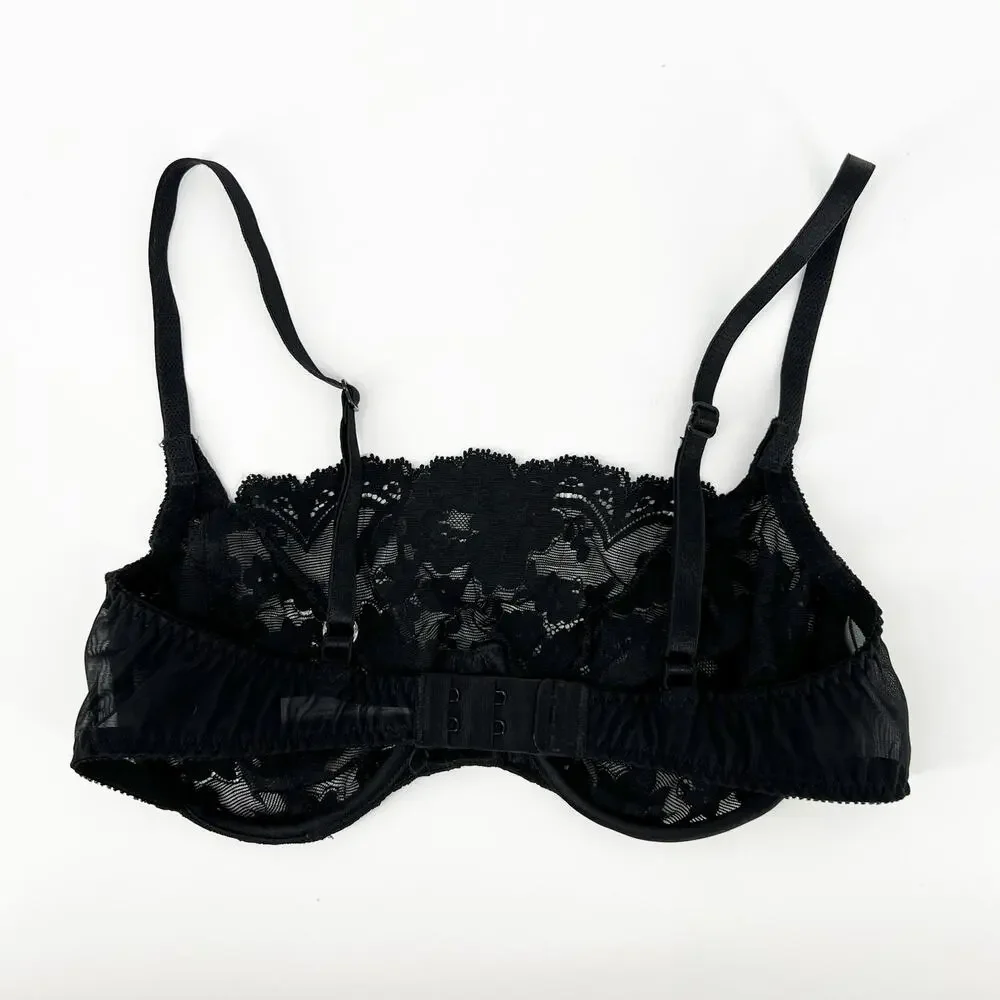 90s Vintage Victoria's Secret Black Lace Bra Size 34B